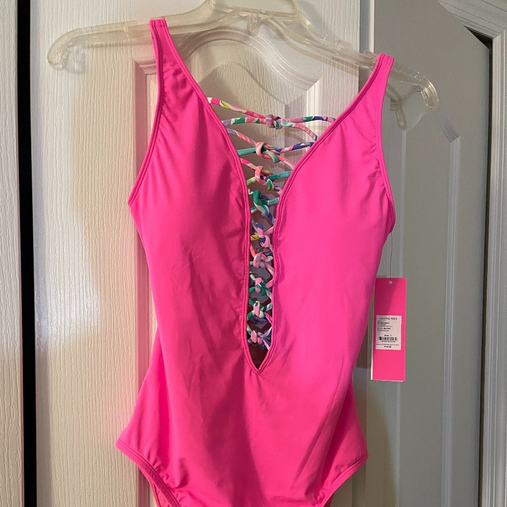 Lilly Pulitzer Isle Lattice 1Piece Pink Sz 0-2-4 - Picture 7 of 10